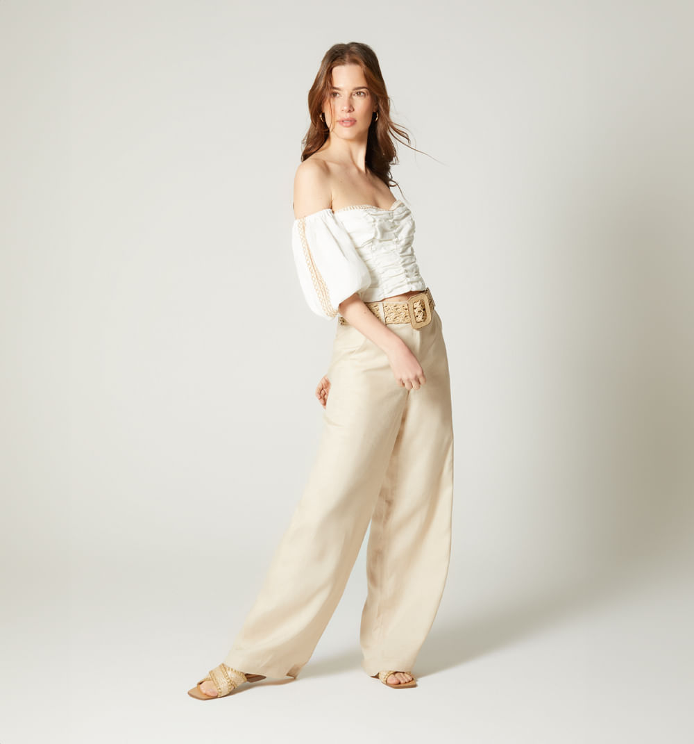 Pantalon Palazo Tiro Alto Con Correa
