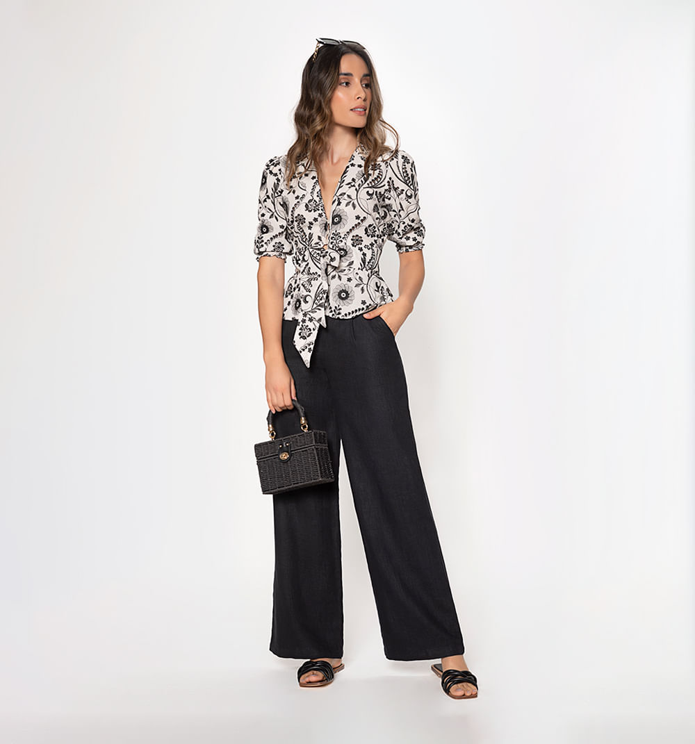 Blusa Manga 3/4 Con Amarre En Delantero
