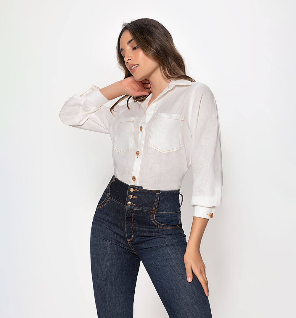 Blusa Manga Larga Con Hilos Realce