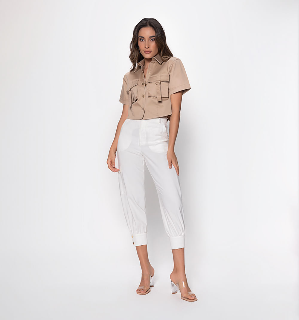Blusa Boxy Con Bolsillos Utilitairos