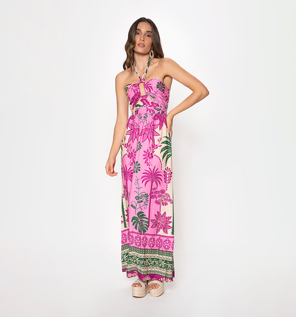 Vestido Largo Con Tira De Amarrar