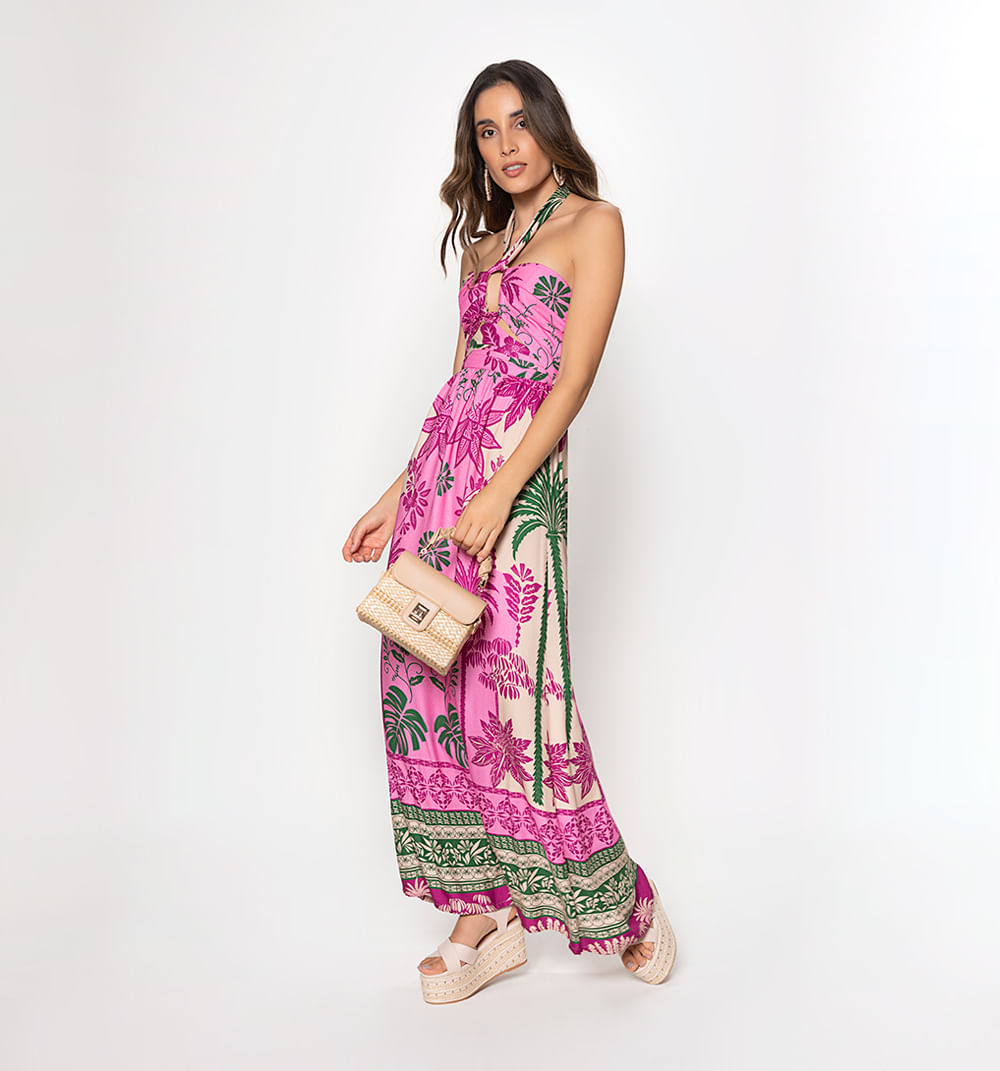 Vestido Largo Con Tira De Amarrar