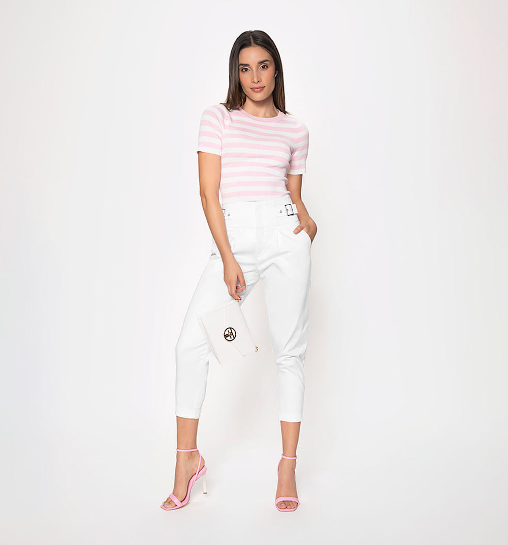 Pantalon Tiro Alto Pretina Ancha