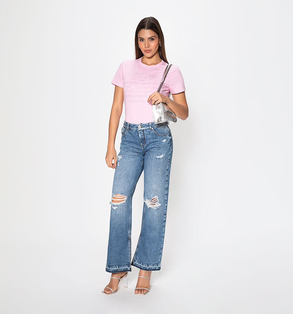 Camiseta Texto Con Hotfix