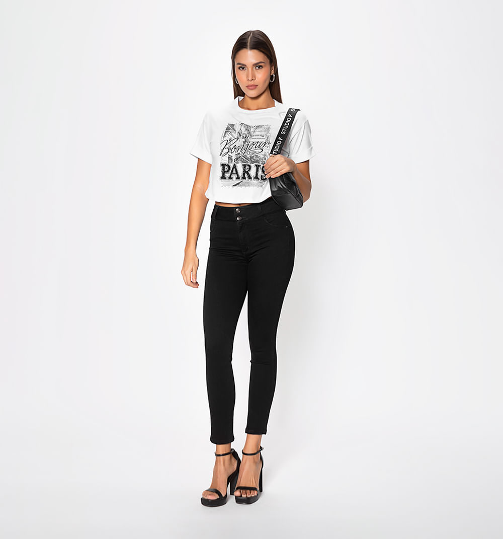 Camiseta Manga Corta Con Aplique Flor Y