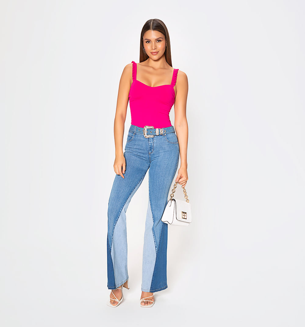 Jeans Elásticos Acampanados INKD Mujer | Corte Cintura Alta, Tela Algodón Elástica - Pantalón Vaquero Cómodo