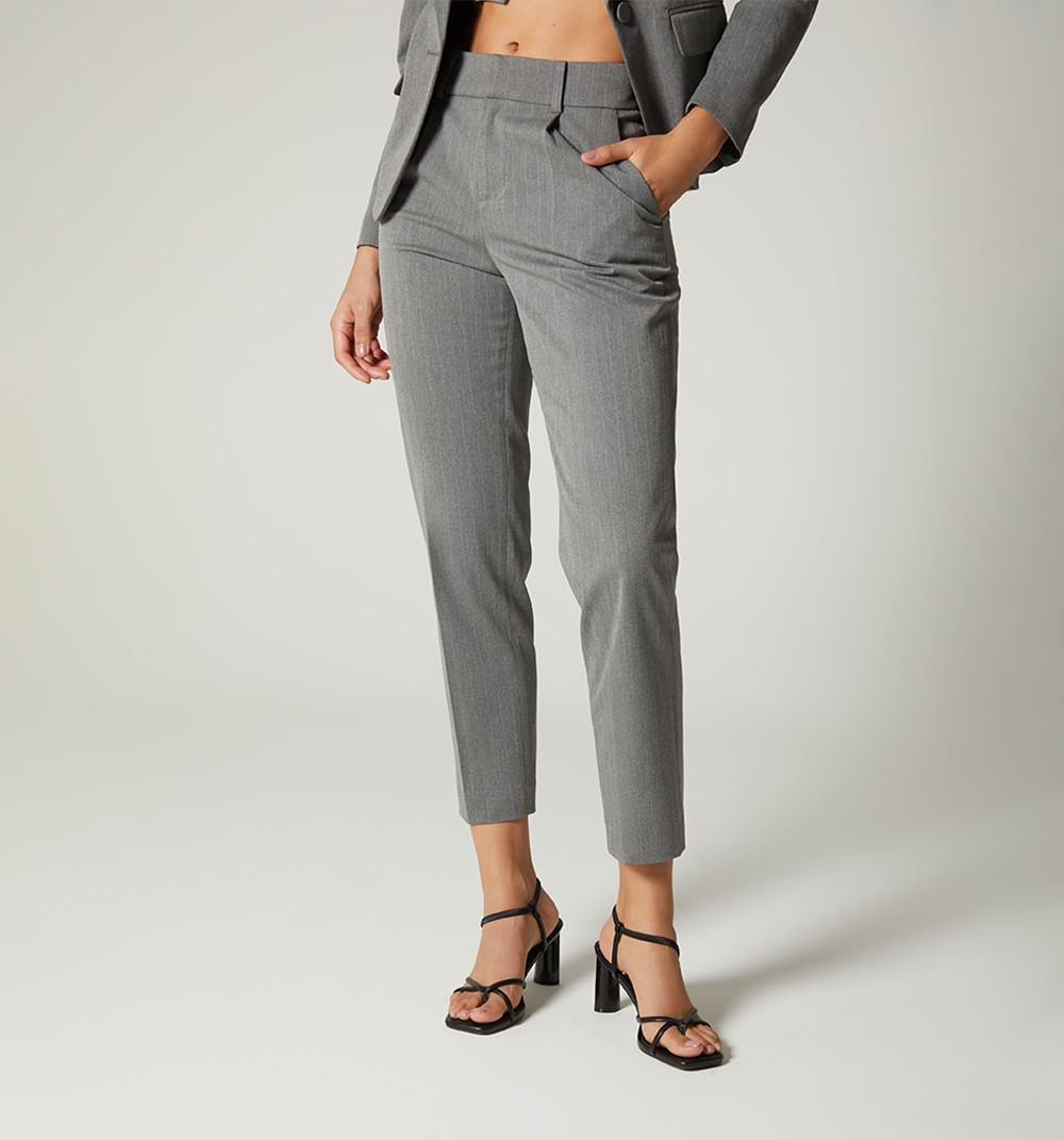 Pantalón Tiro Alto Chino Con Prenses