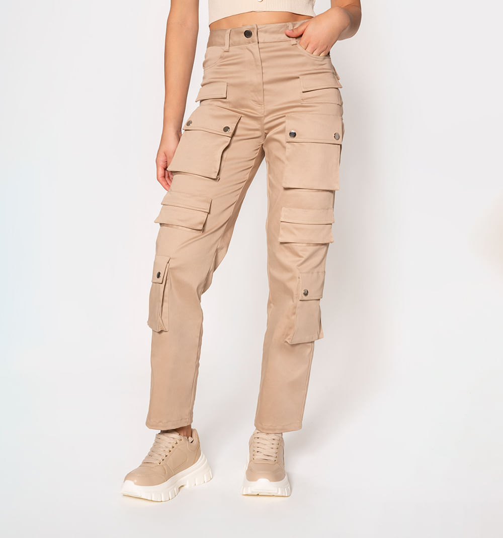 Pantalon Tiro Alto, Multiples Bolsillos