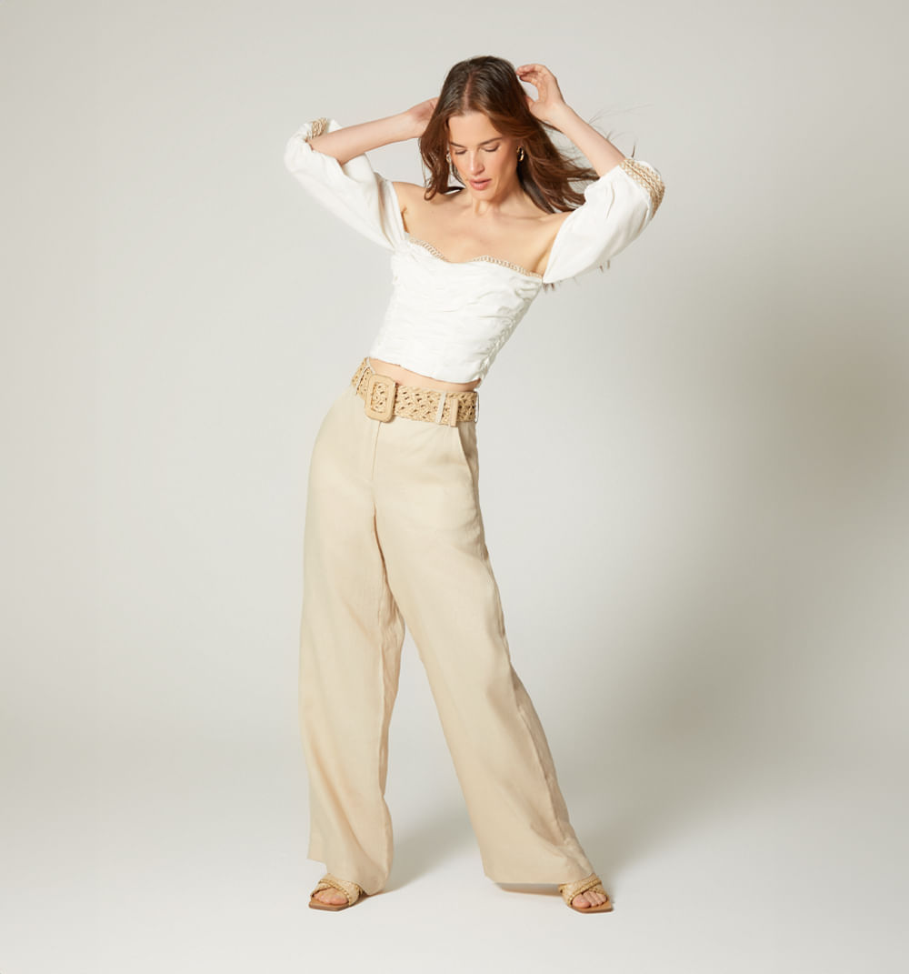 Blusa Manga Corta Con Hombros Descuebirt