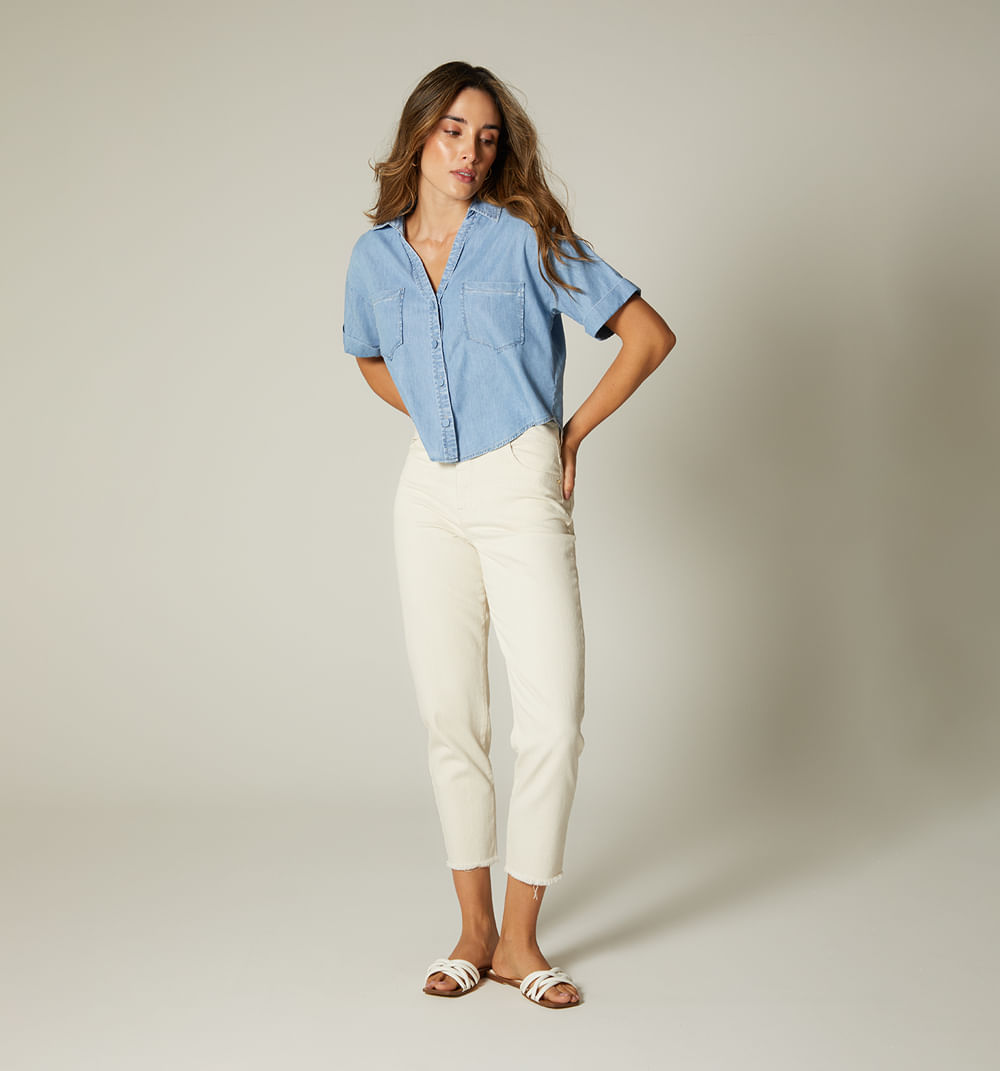 Blusa Manga Corta Y Bolsillos