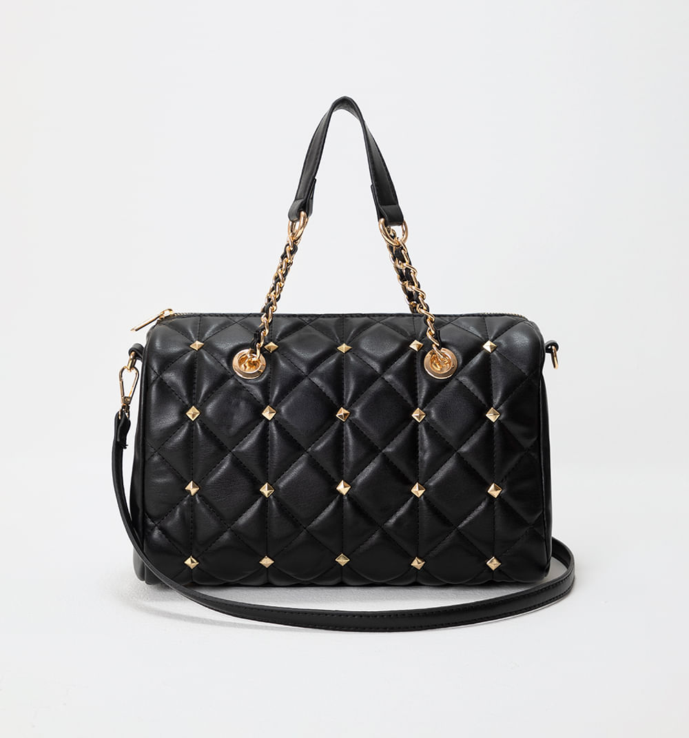 Bolso Tipo Baul Acolchado Con Taches Dec