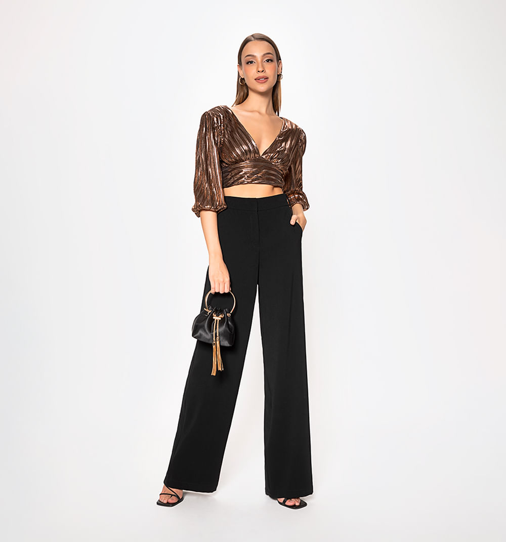 Blusa Manga 3/4 Con  Cruce De Tiras En P