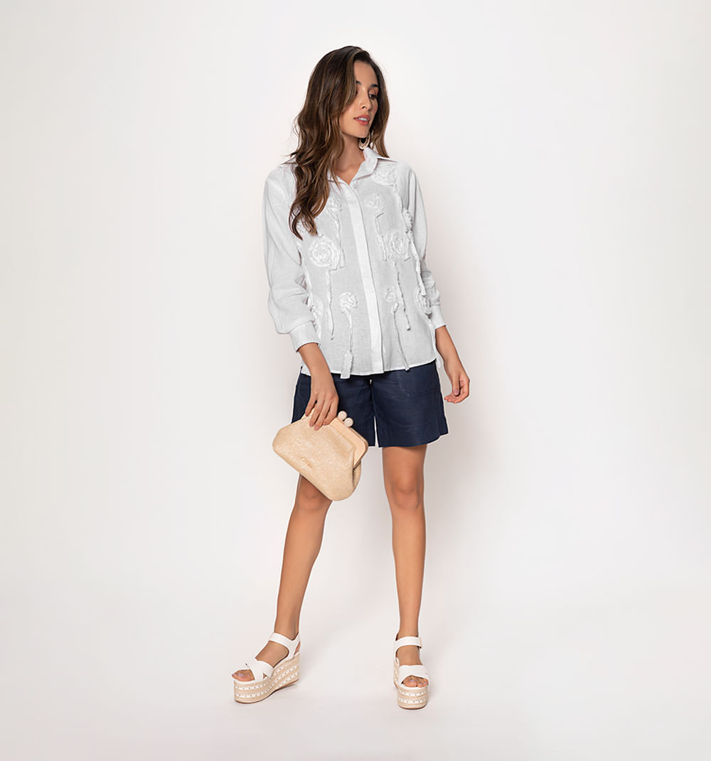Bluson Camisero Manga Larga Con Flores E