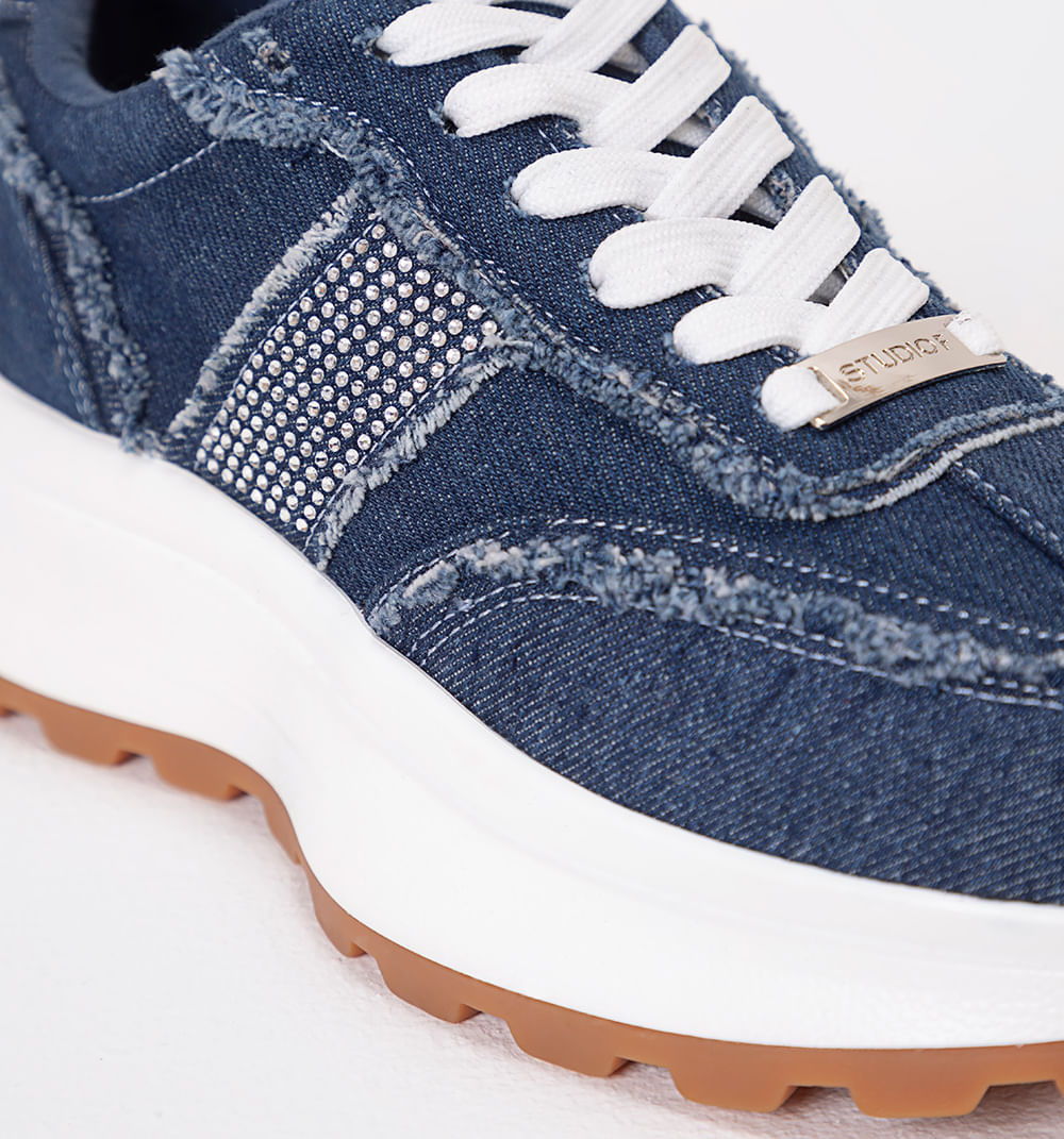 Tennis Deportivo Plataforma En Denim Con