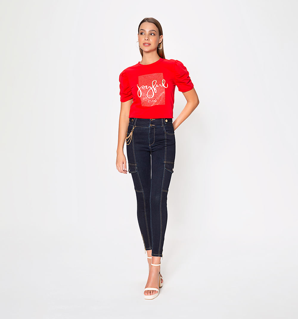 Jean Ultraslim  Cargo Tiro Alto Con Bols