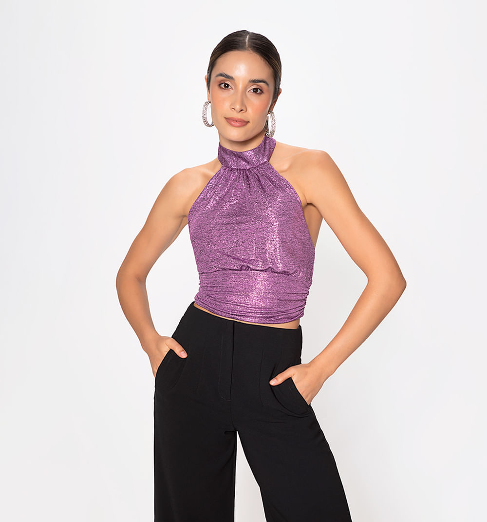 Blusa Crop Sisa Con Cuello Alto