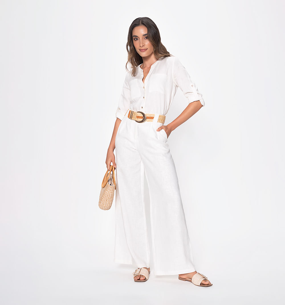 Pantalon Palazo Con Cinturon Y Prenses E