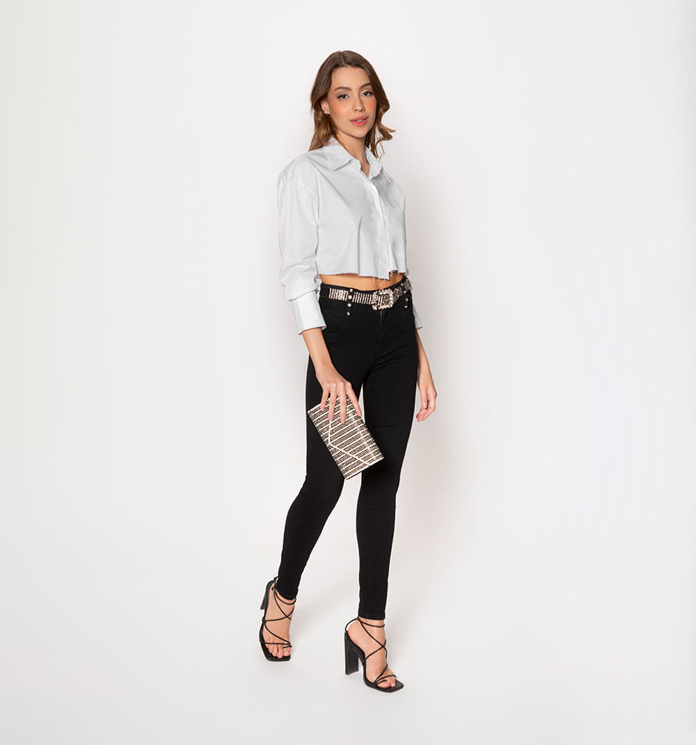 Crop Top Manga Larga Ruedo Rustico