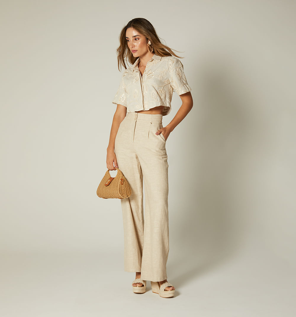 Blusa Tipo Boxy Con Bolsillos