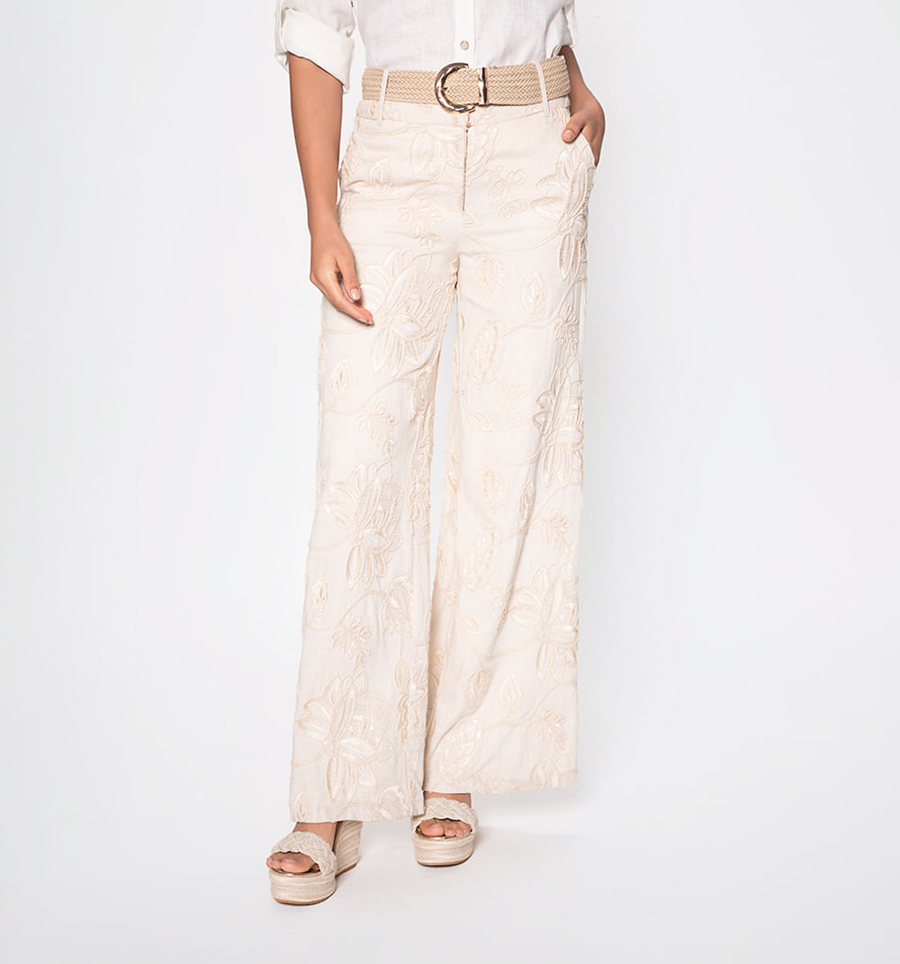 Pantalon Palazzo Tiro Alto Con Correa