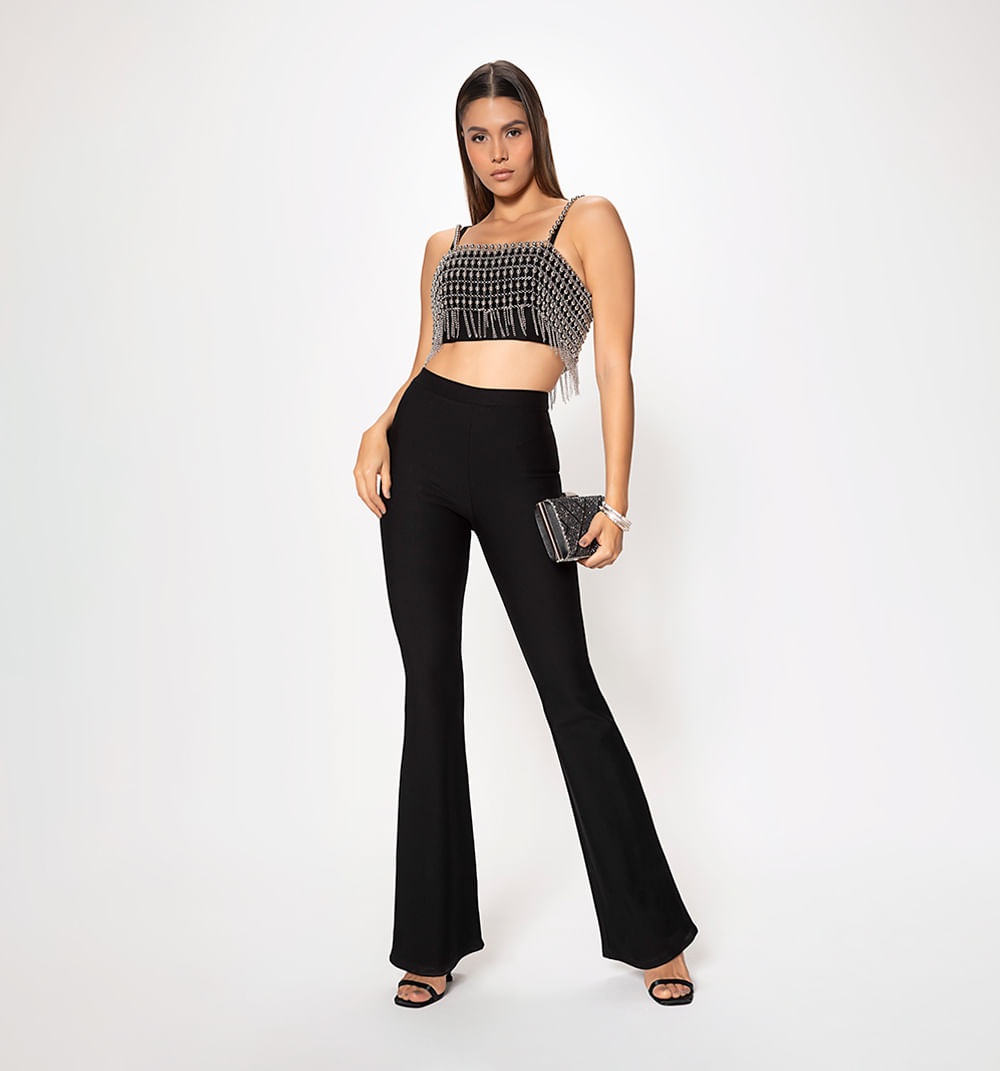 Conjunto De Crop Y Leggins Bota Ancha Co