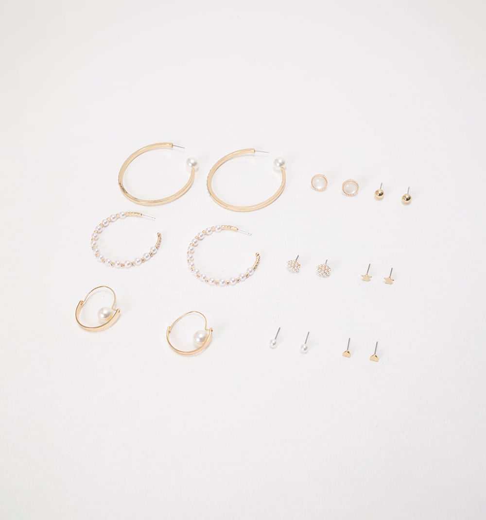 Set Aretes Y Candongas Perlas Con Brillo
