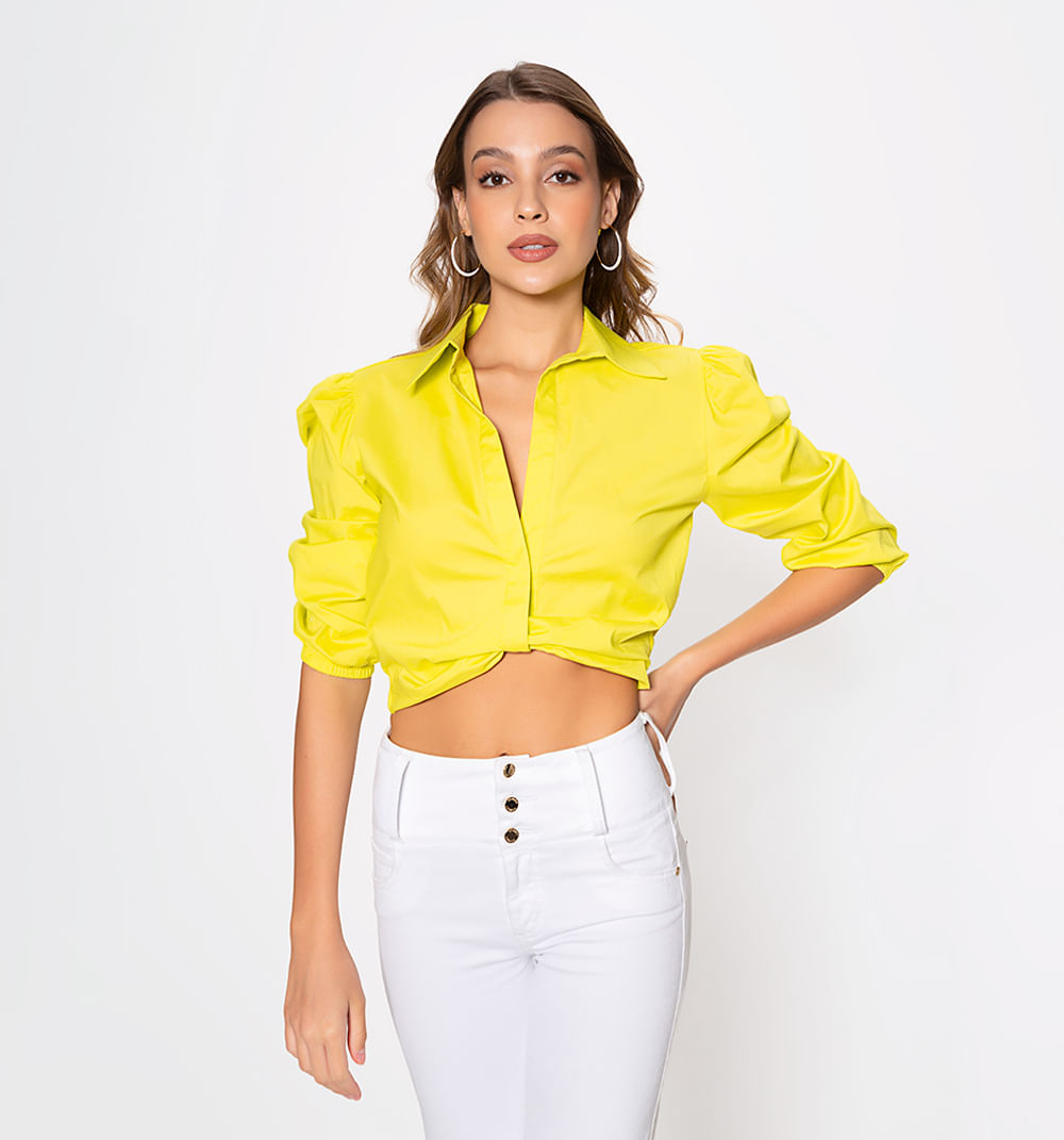 Crop Tipo Camisero  Manga 3/4