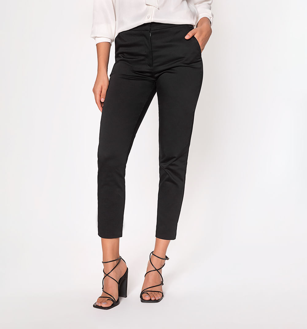 Pantalon Pitillo Pretina Combinada Con E