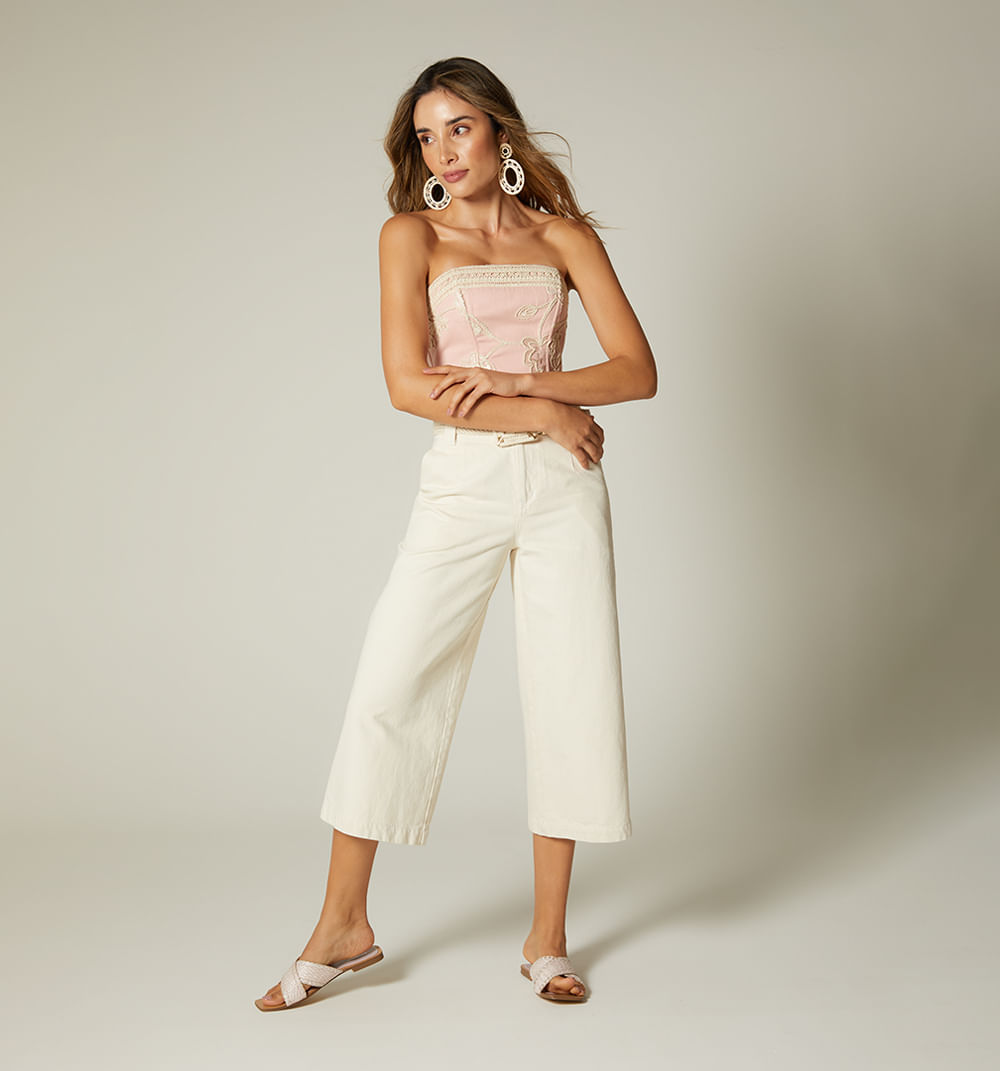 Blusa Straple, En Jacquard Con Insumo En