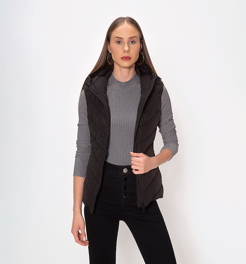 Chaleco Acolchado Con Rib Lateral