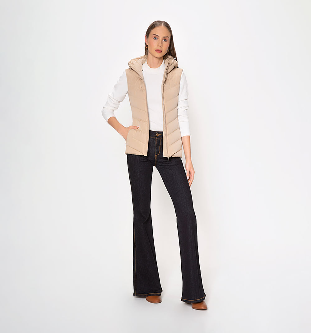 Chaleco Acolchado Con Rib Lateral