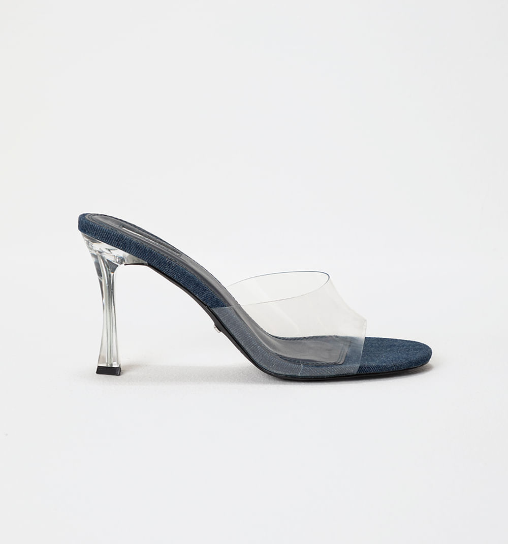 Sandalia Tacon Denin Y Vinilo