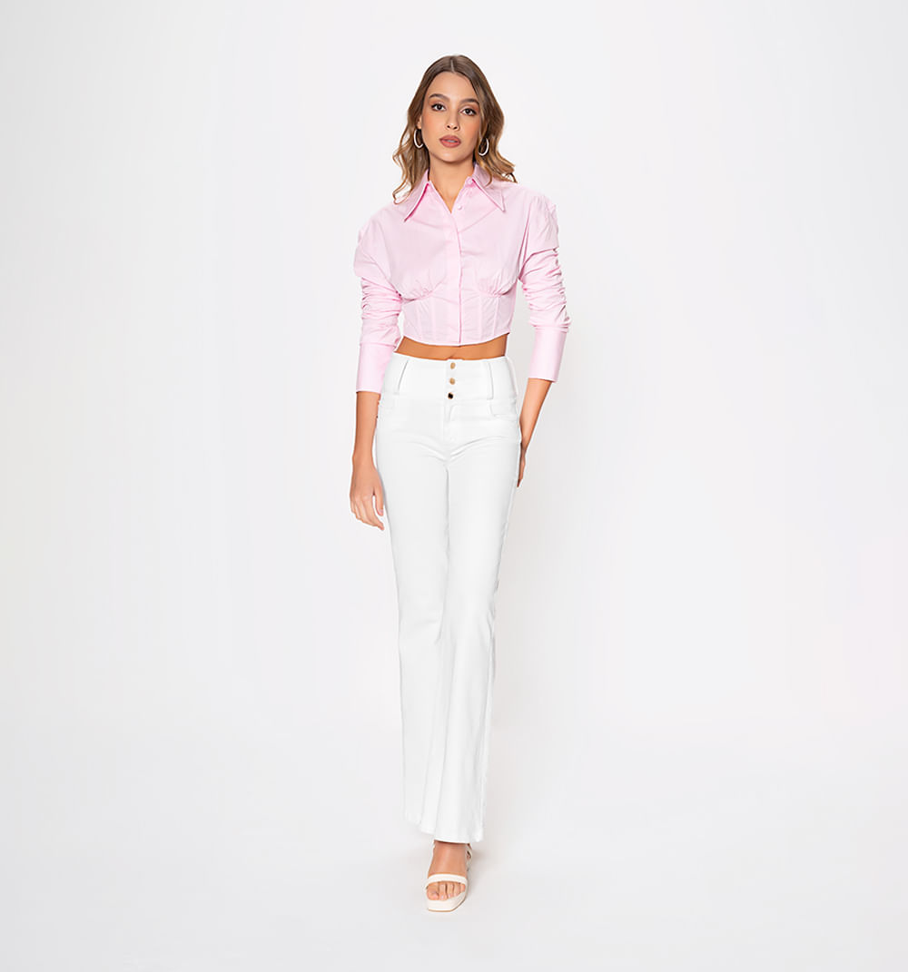 Blusa Corta, Manga Larga  Puño Ancho