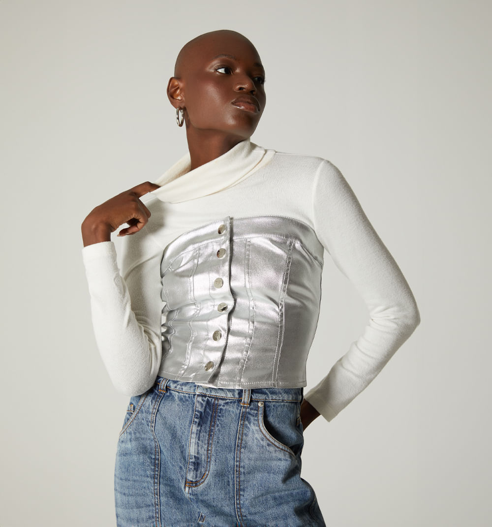 Blusa Crop Tipo Corset