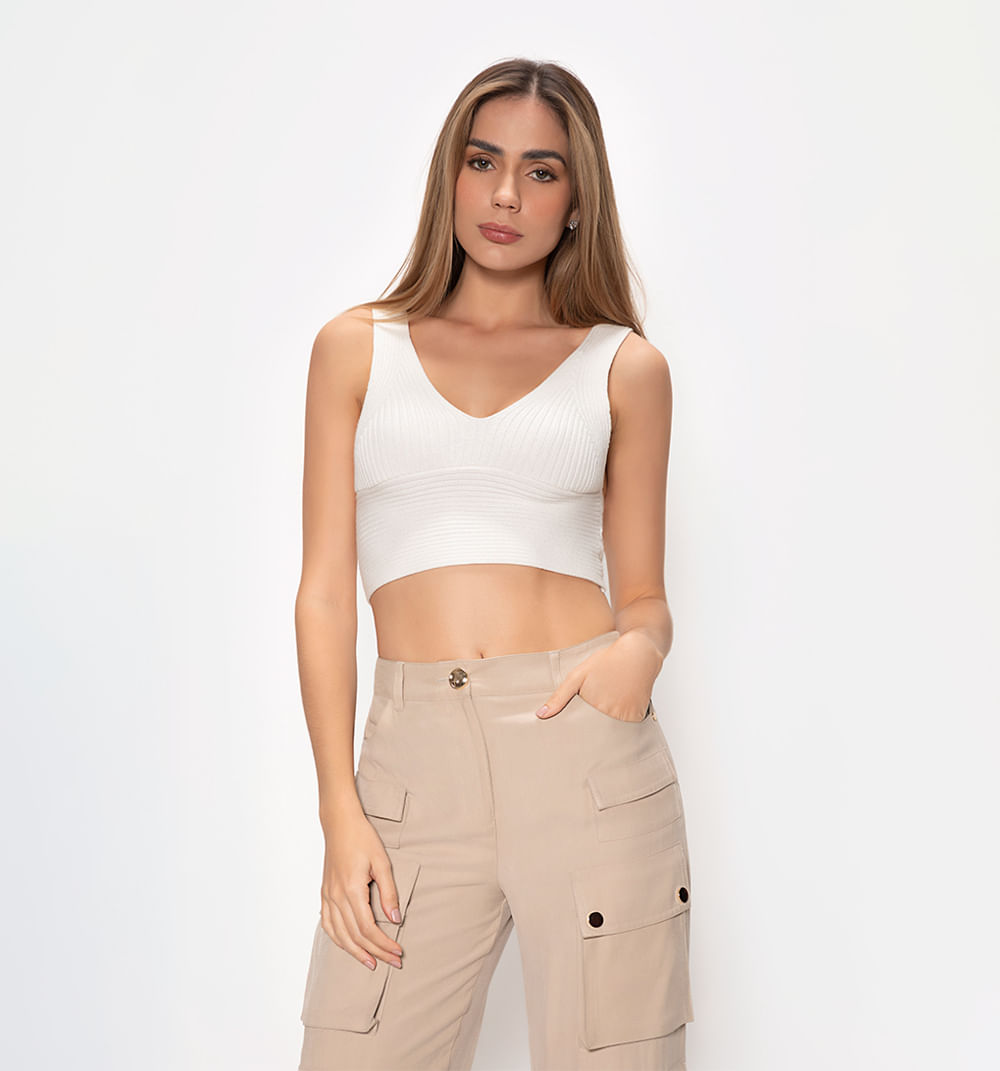 Blusa Crop Tejida Con Lurex