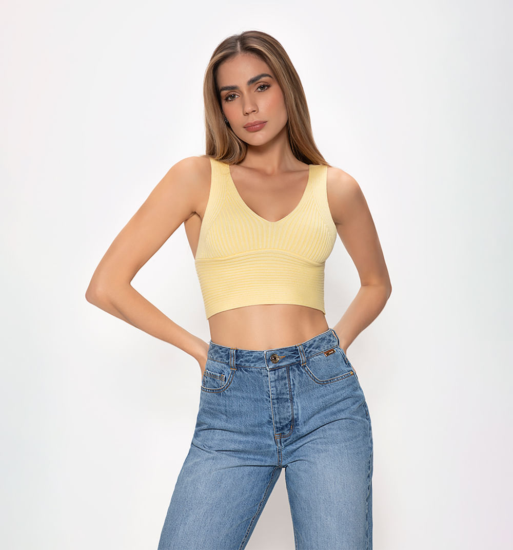 Blusa Crop Tejida Con Lurex