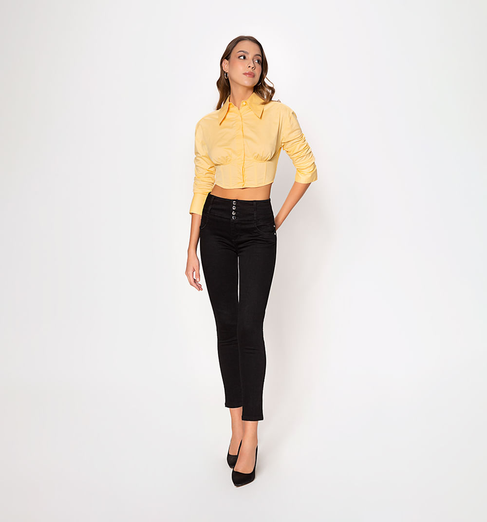 Blusa Corta, Manga Larga  Puño Ancho