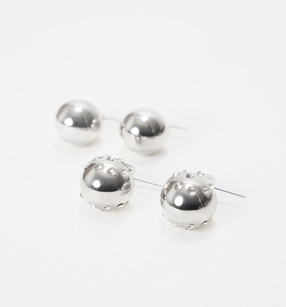 Set X 2 Aretes Burbuja Lisa Y Cristales