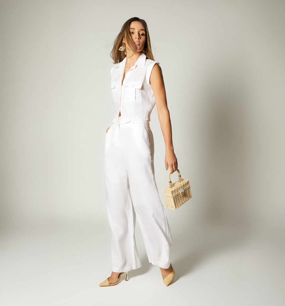 Pantalon Palazzo Con Detalle En Pretina