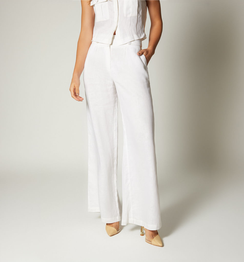 Pantalon Palazzo Con Detalle En Pretina