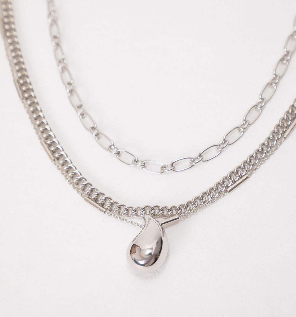 Set X 3 Collares Cadena Y Dije Burbuja