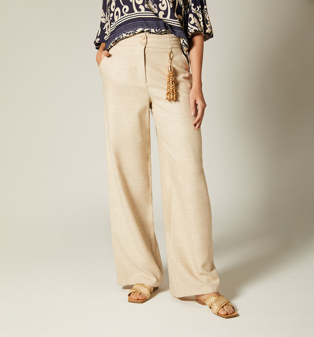 Pantalon Palazzo Con Detalle En Pretina