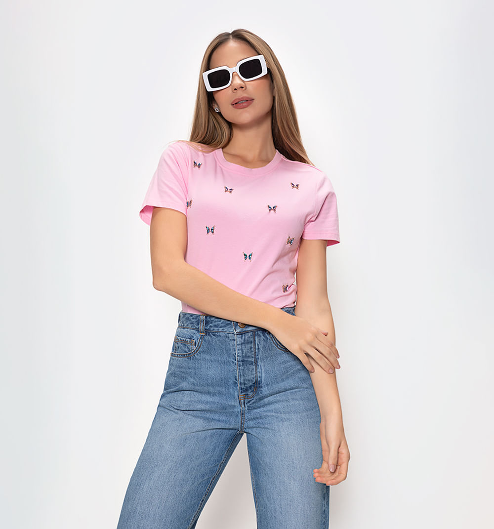 Camiseta Apliques Con Mariposa