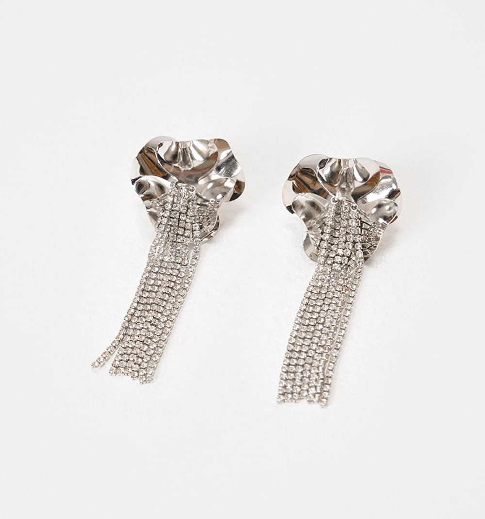 Aretes Flor Martillada  Y Cristales