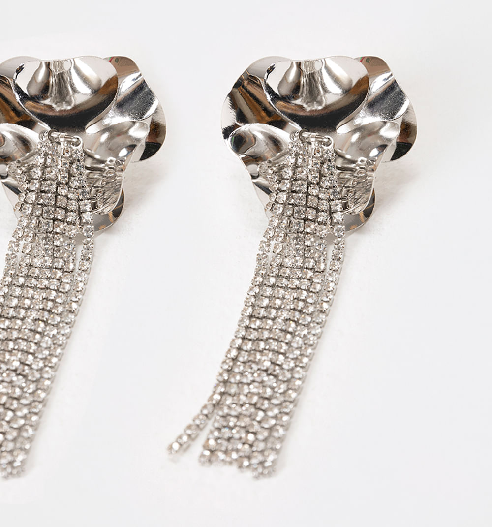 Aretes Flor Martillada  Y Cristales