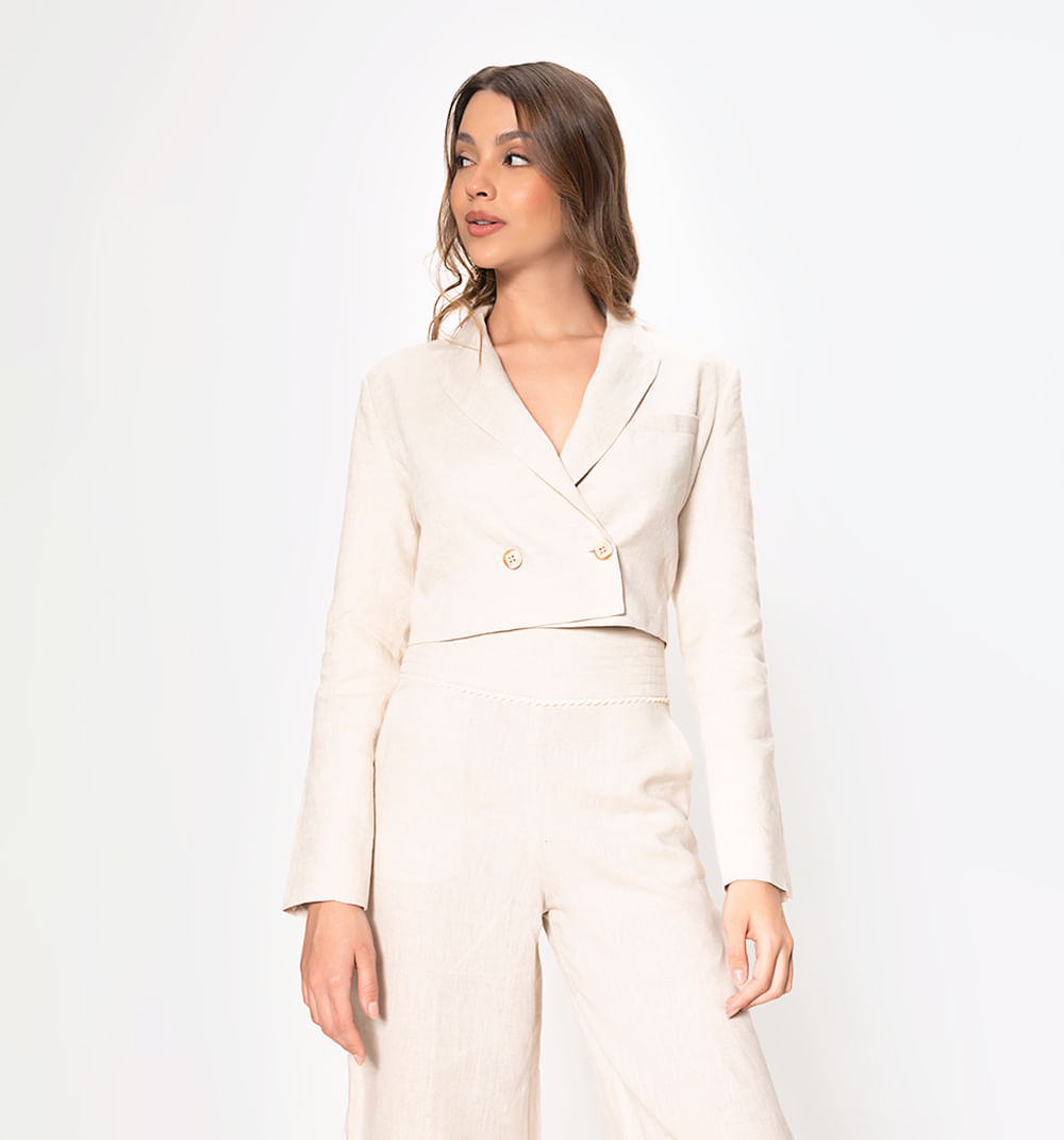 Chamarra Manga Larga  Con Solapa Y Boton