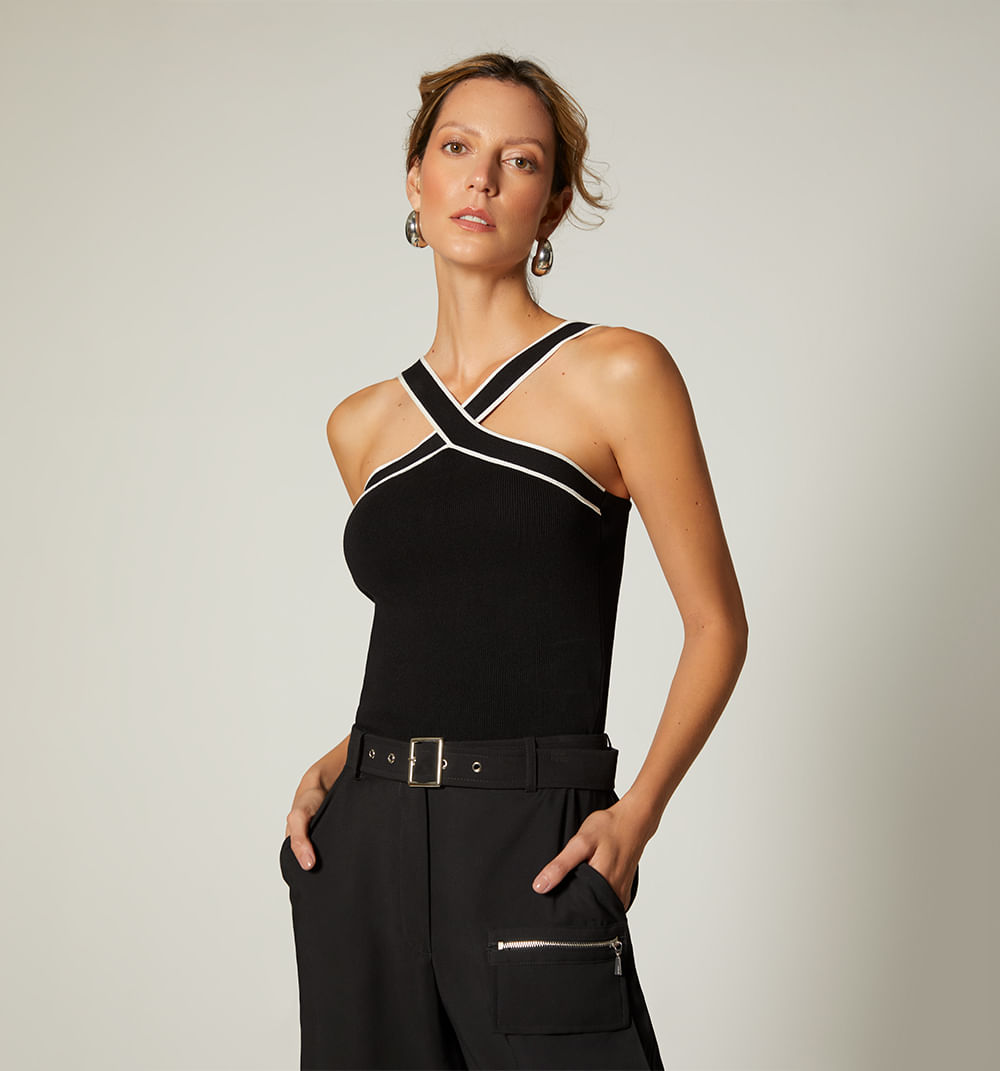 Blusa Tejida Cuello Cruzado