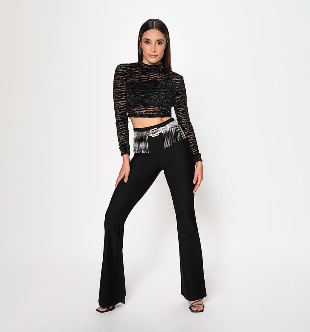 Blusa  Manga Larga Cuello Alto