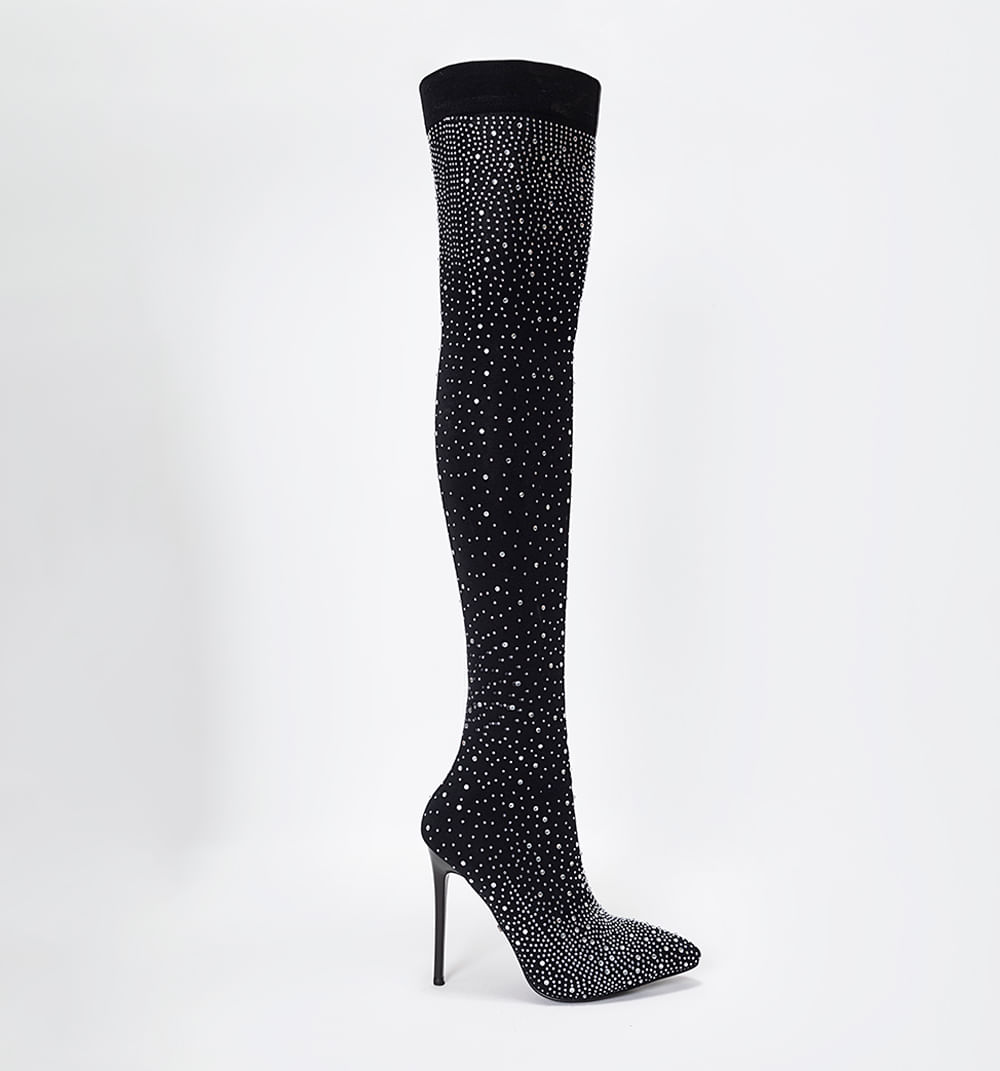 Bota Cana Alta Tipo Media Hot Fix Silver