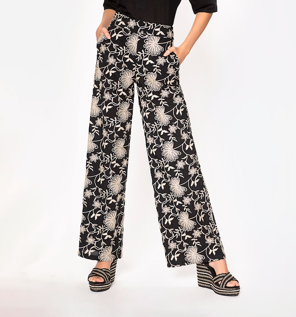 Pantalon Fit Palazzo Tiro Alto